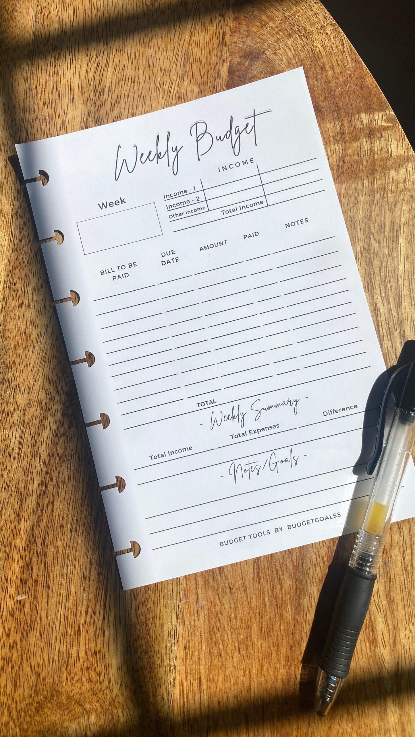 Weekly Budget Sheets