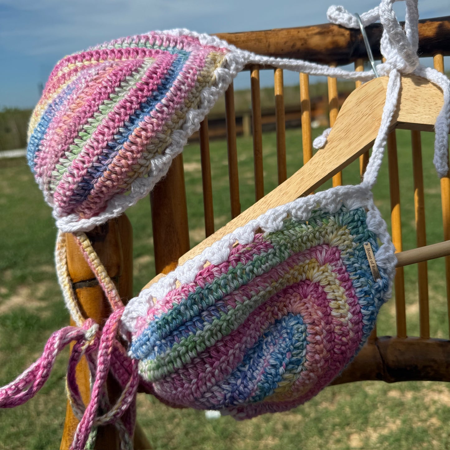 Handmade Crochet Bikini Top in Tropic Pop