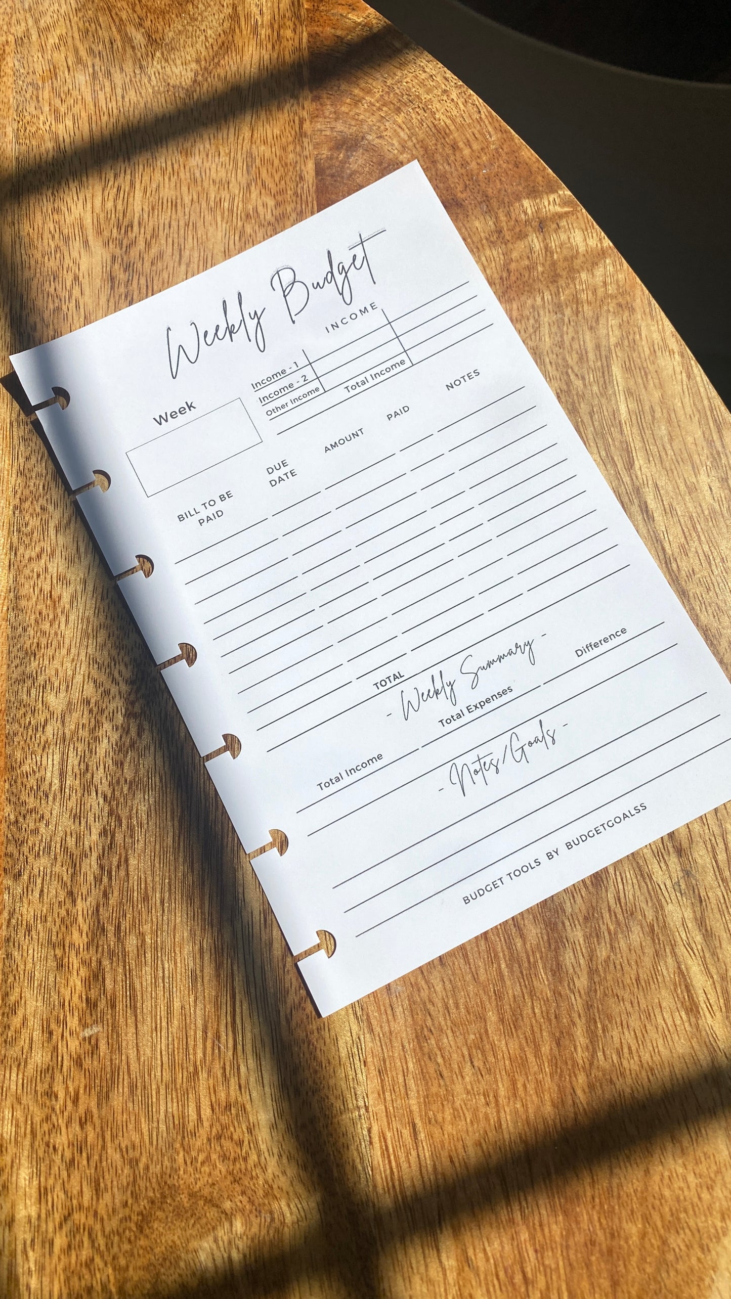 Weekly Budget Sheets