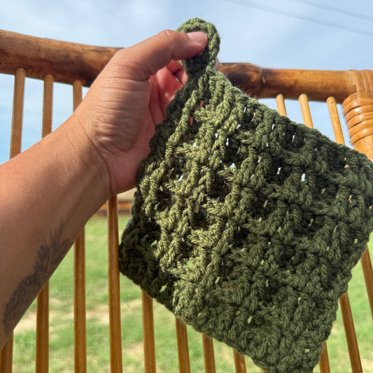 Handmade Waffle Stitch Exfoliating Washcloth with Hanging Loop