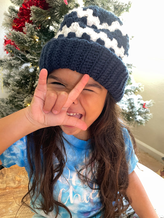 NAVY & WHITE toddler beanie 4T