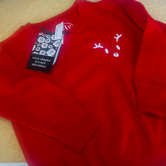 Red Reindeer Crewneck Sweatshirt - 3T